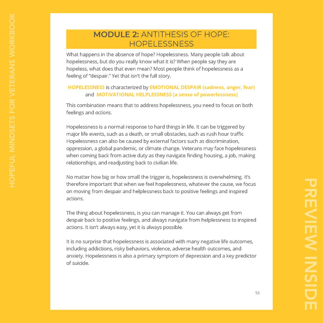 Hopeful Mindsets for Veterans Workbook (Print)