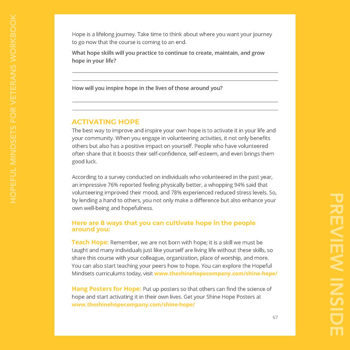Hopeful Mindsets for Veterans Workbook (Print)